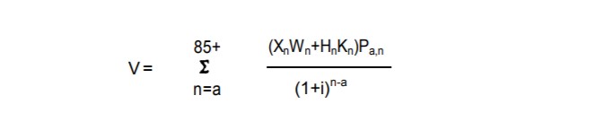 Formula for calculating V